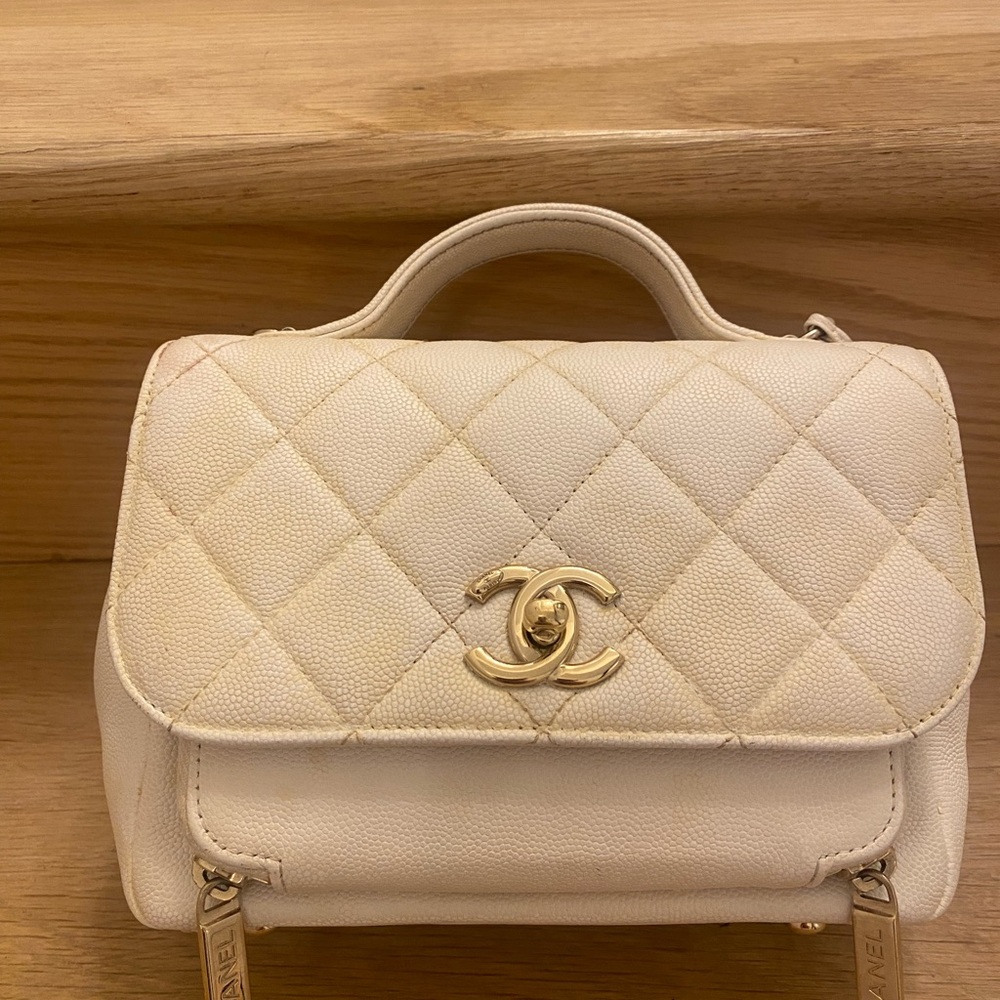 Chanel white top handle bag